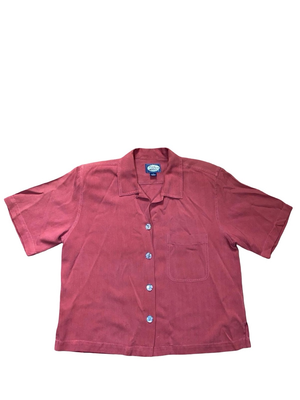 Tommy Bahama 100% Silk Herringbone Jacquard Short Sleeve Camp Shirt Button Down